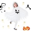 TECHEEL Costume dHalloween pour enfant - Cape blanche - Costume de fantôme - Cape dHalloween - Costume dHalloween - Garçon