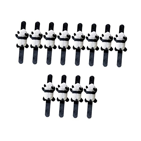 KOMBIUDA 12 Pièces Bracelet Panda Peluches pour Ados Huggables Peluche Animaux Slap Band Bande De Claque en Peluche Poignet B