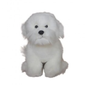 Simulation Mignon Bichon Frise Peluche poupée Chien Blanc en Peluche Mignon et Doux Cadeau danniversaire