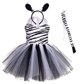 IMEKIS Costume de princesse pour enfant bébé fille avec bandeau et queue 3 pièces Costume Halloween Noël Carnaval Blanc 5-6 a