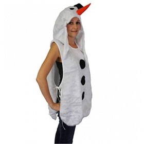 Krause & Sohn Costume Femme de Neige, Taille L/XL, Tunique avec Capuchon en Peluche Rue Carnaval Bonhomme de Neige