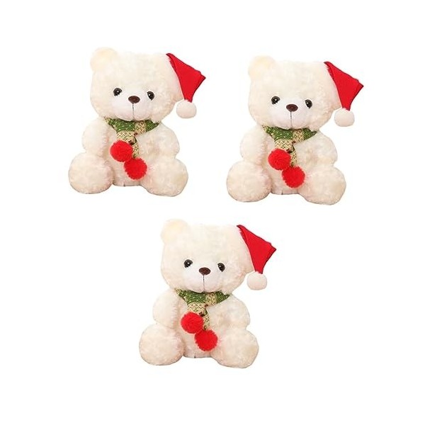 PRETYZOOM 3 Pièces Ours De Noël Mignon Animal en Peluche Poupée en Peluche Poupée Ours Cadeau De Fête De Noël Ours en Peluche