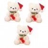 PRETYZOOM 3 Pièces Ours De Noël Mignon Animal en Peluche Poupée en Peluche Poupée Ours Cadeau De Fête De Noël Ours en Peluche