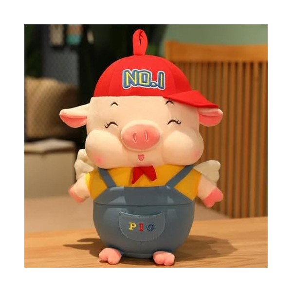 NOpinz Mignon Casquette de Baseball Cochon Peluche Jouet en Peluche Dessin animé Animal Ange Souriant Cochon poupée Cadeau d’