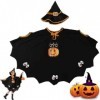 Aoreun Cape Citrouille Enfant, Citrouille Cape Halloween Deguisement Cape soirée Cosplay Halloween avec Chapeau Déguisement S