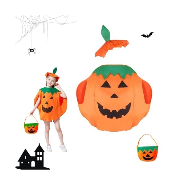 IWTBNOA Costume dHalloween citrouille pour enfant, costume de citrouille pour bébé, costume de citrouille dHalloween avec c