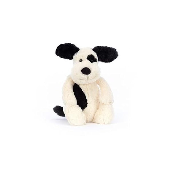 Jellycat Peluche Bashful Black & Cream Puppy Medium - L: 9 cm x l : 12 cm x H: 31 cm