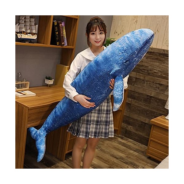 LEIhhdy 55cm-110cm Géant Rêve Baleine Requin en Peluche Jouet en Peluche Baleine Bleue Poupée Oreiller Mignon Canapé Coussin 