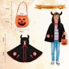 Yiantai Cape de Diable dhalloween, Cape de Sorcier Enfant, Costume dHalloween pour Enfant, Cape dHalloween avec Sac de Bo