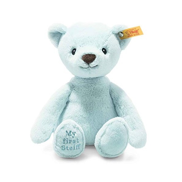 Steiff Soft Cuddly Friends 242052 My First Ours en peluche pour bébé 26 cm – Doux et lavable Bleu clair