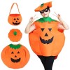 Atuoxing Déguisement de Citrouille dHalloween pour Enfants Adultes, Costume de Citrouille avec Chapeau et Sac de Citrouille,