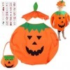 Costume de citrouille pour enfant - Costume de citrouille dHalloween - Cape avec bonnet de citrouille dHalloween - Sac de c