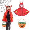 Cape du Diable dhalloween, Costume de Sorcière dhalloween pour Enfant, Déguisement de Diable avec Sac de Bonbons Citrouille