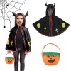 Cape du Diable dhalloween, Costume de Sorcière dhalloween pour Enfant, Déguisement de Diable avec Sac de Bonbons Citrouille