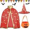 Tuofang Deguisement Halloween Enfant, Chapeau de Sorcier et Sac de Bonbons Citrouille, Cape et Chapeau de Sorcière Costume po