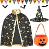 Tuofang Deguisement Halloween Enfant, Chapeau de Sorcier et Sac de Bonbons Citrouille, Cape et Chapeau de Sorcière Costume po