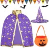 Tuofang Deguisement Halloween Enfant, Chapeau de Sorcier et Sac de Bonbons Citrouille, Cape et Chapeau de Sorcière Costume po