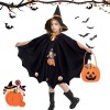 JIASHA Citrouille Cape Halloween Deguisement, Cape Chauve-Souris avec Chapeau Enfant Cape de Halloween, Doux pour la peau, ag