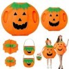 ENAIAH Costume de Citrouille Halloween Orange citrouille Costum unisexe Costume de Citrouille avec Chapeau et Sacs à Bonbons 