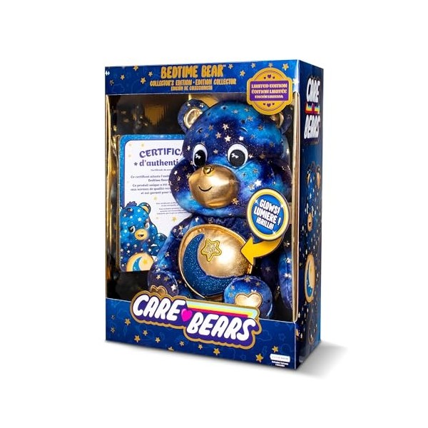 Care Bears Collector Edition Bedtime Bear - Peluche Mignonne Lumineuse à Collectionner, Peluche pour garçons et Filles,