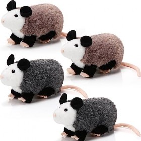 Harrycle 4 Pièces Opossums en Peluche 22 cm Jouet Opossum en Peluche Marron Gris Animal Opossum en Peluche Doux Opossum Câlin