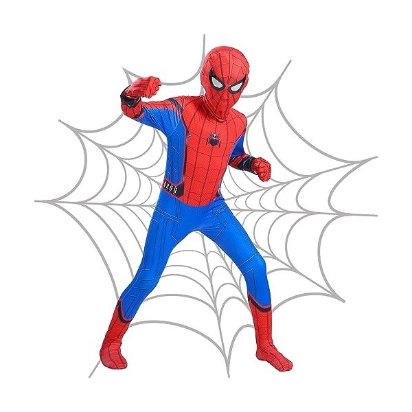 Heartsking Deguisement Spider Enfant, 3D Anime Costume Spider Enfant Costume Halloween Enfant Déguisement Superhéros avec Mas