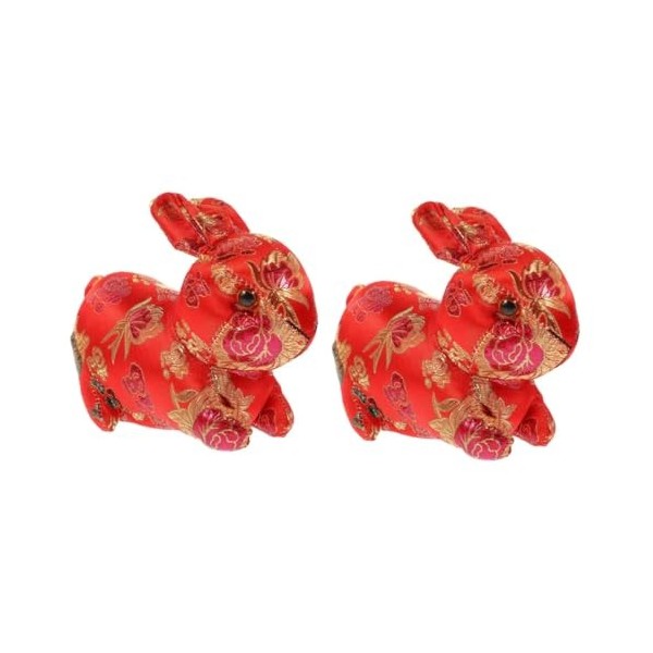 Toyvian 4 Pièces Mascotte De Lannée du Lapin Mini Peluches Mini Lapins Mini-Jouets pour Animaux Jouet pour Animaux Décor Chi