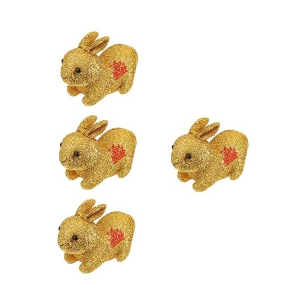 ibasenice 4 Pièces Poupée Lapin en Peluche Chinois 2023 Peluche Lapin Porte-Bonheur Lapin en Peluche Chanceux Animaux en Pelu