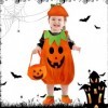 mizikuu Costume de citrouille pour Enfant, 4 Pièce Costumes de Citrouille dHalloween Avec Chapeau, Chaussures, Sac Bonbons D