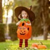 mizikuu Costume de citrouille pour Enfant, 4 Pièce Costumes de Citrouille dHalloween Avec Chapeau, Chaussures, Sac Bonbons D