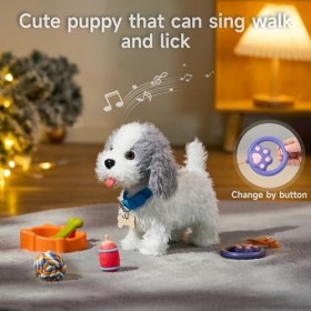 OR OR TU Chien Jouet Enfant Peluche Chien Interactifs, Jouet Chien Qui Marche et aboie en Laisse Lèche, Chien Robot Animaux I