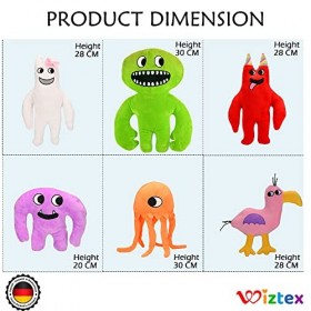 wiztex Jardin de Banban - Lot de 6 poupées en peluche Jumbo Josh de 20 à 30 cm - Figurine dhorreur comme cadeau pour les enf