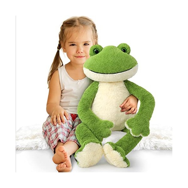 MorisMos Peluche Grenouille, 60cm Frog Peluches, Peluches Grenouille Géante, Jouets Peluches Grenouille Verte Réaliste, Cadea