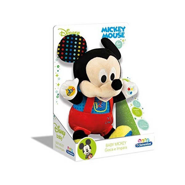 Clementoni Disney Baby Mickey Joue et Apprendre, Peluche Parlante, Multicolore, Standard, 17303