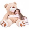 IKASA Ours Teddy Géant avec Grandes Empreintes de Pas Peluche Doux Jouet Bien Rempli Marron, 100cm 