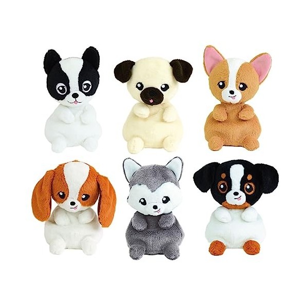 Jemini KIDIMOLS Lot DE 6 Peluches Chiens +/- 14CM : Husky, Chihuahua, Carlin, Cocker, Bouledogue ET Berger Australien