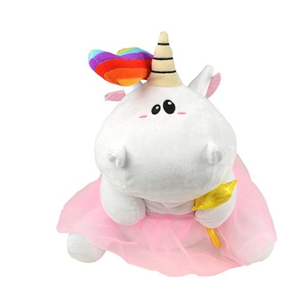 Pummeleinhorn- Pummelfee Animal en Peluche, PE11004, Weiß, Regenbogen, Rosa, Gelb