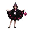 Costume Sorciere Enfant, déguisement chauve souris enfant avec chapeau de sorcière et sac à bonbons, costume chauve souris fi