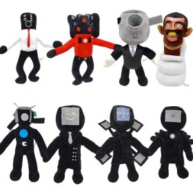 Gensly 8Pcs Skibidi Toilet Jouets en Peluche Skibidi Toilet Titan tvman Speakerman Poupées en Peluche pour Les Enfants Fans