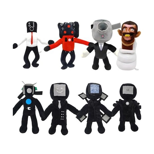 Gensly 8Pcs Skibidi Toilet Jouets en Peluche Skibidi Toilet Titan tvman Speakerman Poupées en Peluche pour Les Enfants Fans