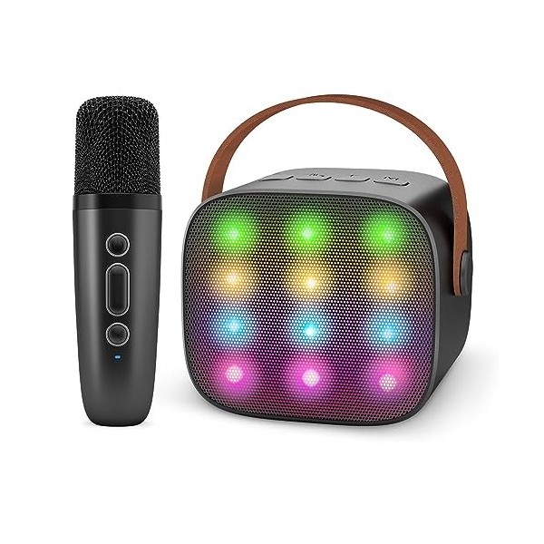 Ankuka Micro Karaoke Enfant sans Fil avec 2 Micro, Portable Karaoké Bluetooth avec Magique Voix Change et LED Lumière Qualité