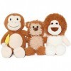 MorisMos 3 Pcs Petit Ours en Peluche, 40cm Kawaii Animaux en Peluche Ours en Peluche Lion Singe Ours Brun en Peluche Cadeau p