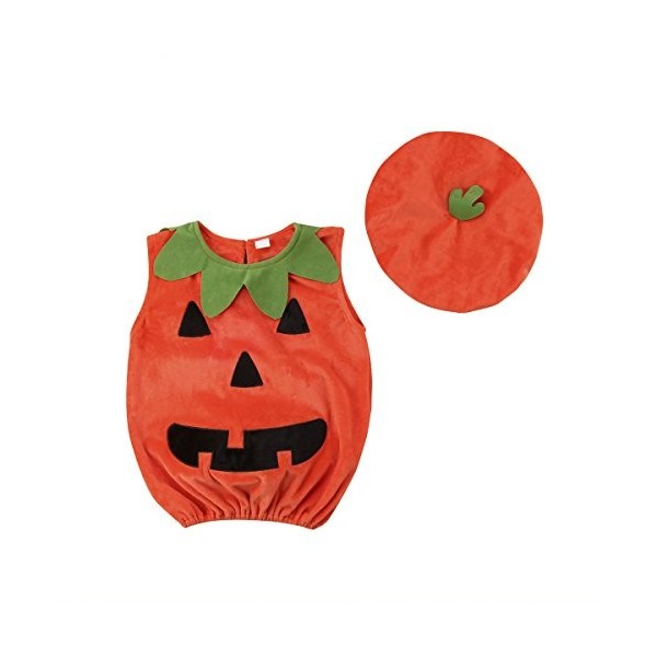 XIXIMAON Déguisement Citrouille Bébé Costume Halloween Ensemble 3 Pièces Tenue dHalloween Fille Garçon pour Carnaval Fête Co