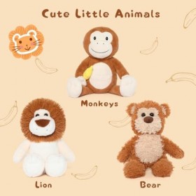 MorisMos 3 Pcs Petit Ours en Peluche, 40cm Kawaii Animaux en Peluche Ours en Peluche Lion Singe Ours Brun en Peluche Cadeau p