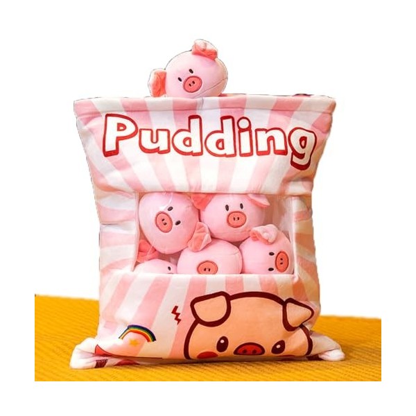 Oreiller De Collation De Pudding De Chat Mignon, 8 Mini PoupéEs Incluses, Sac DOreiller Moelleux, Oreiller De Collation, Ani