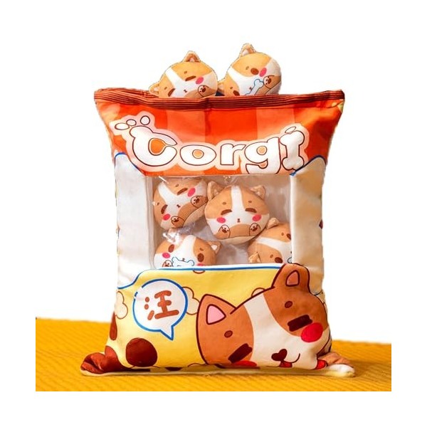 Oreiller De Collation De Pudding De Chat Mignon, 8 Mini PoupéEs Incluses, Sac DOreiller Moelleux, Oreiller De Collation, Ani