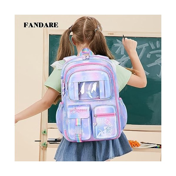 FANDARE Ultra-léger Sac à Dos Enfant Sacs Scolaires Filles Cartables Scolaires Sac décole Sacs Scolaires pour 4-9 Année Étud