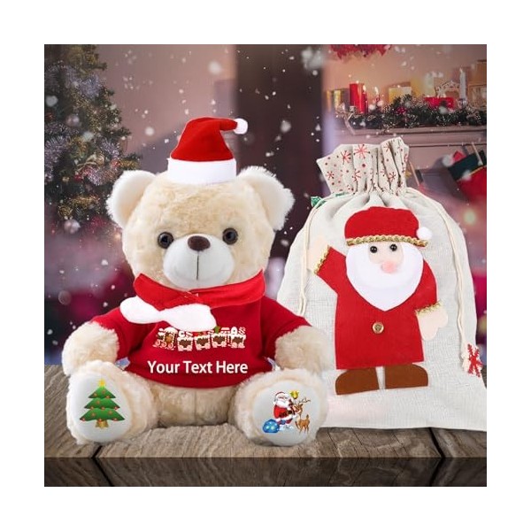 Noël Nounours avec Décoration Noël Personnalisé, Nounours avec Texte, Cadeau Personnalisé pour Homme Cadeau Noël Femme Cadeau