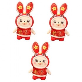 Toyvian 3 Pièces Mascotte De Lannée du Lapin Poupée en Peluche Lapin en Peluche Chiffre De Lannée du Lapin 2023 Cadeau De L