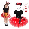 Tulle Robe Minnie Enfant Fille Deguisement Robe de Princesse Rouge Jupe à Pois Bébé Fille avec Bandeau Carnaval Cosplay Costu